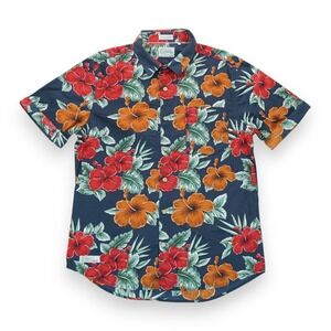 7 Diamonds Vintage Shirt XL Floral Tropical Button Up Cotton Casual Short Sleeve